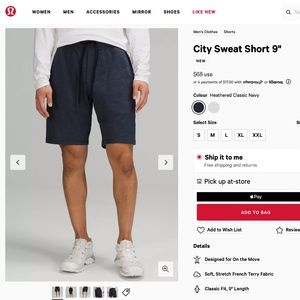 Fire AF Lululemon City Sweat Short 9" Navy